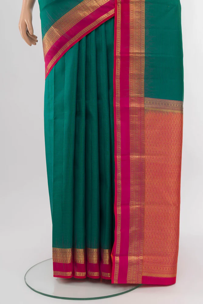 Teal Kanchipuram Silk Saree - Image 3