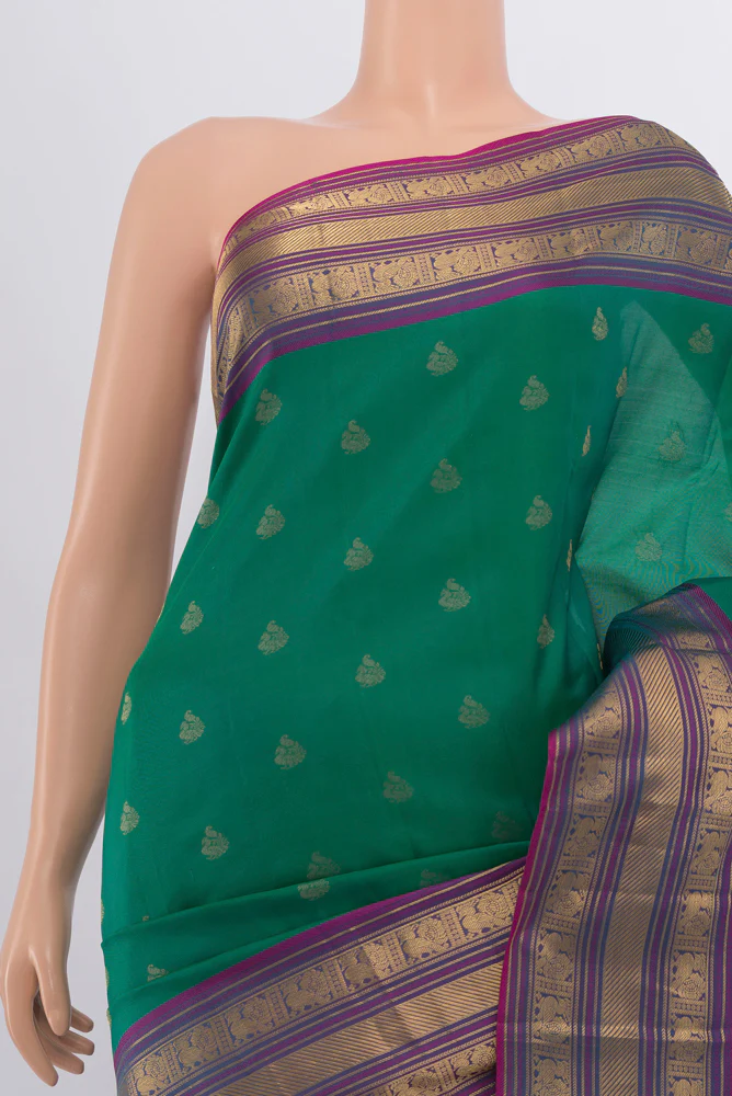Green Kanchipuram Silk Saree - Image 2