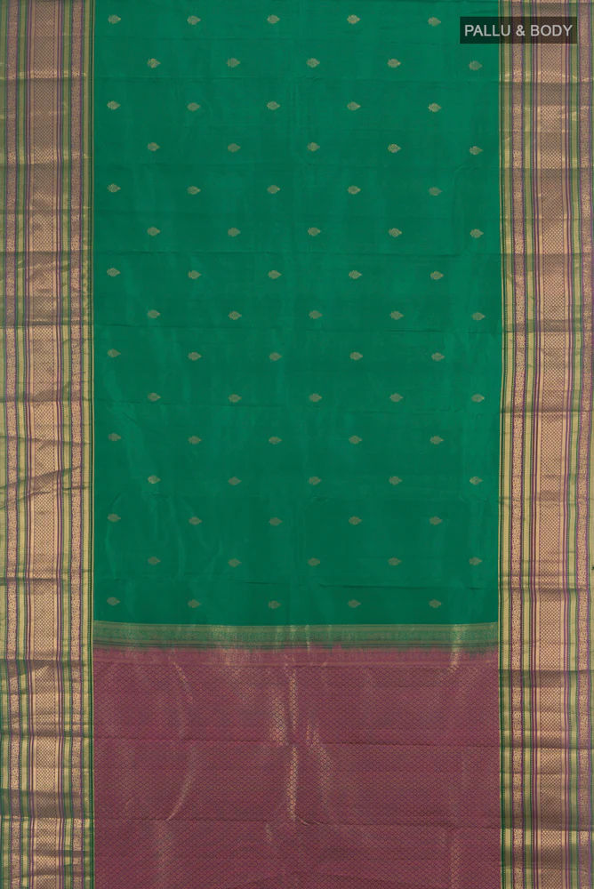 Green Kanchipuram Silk Saree - Image 5