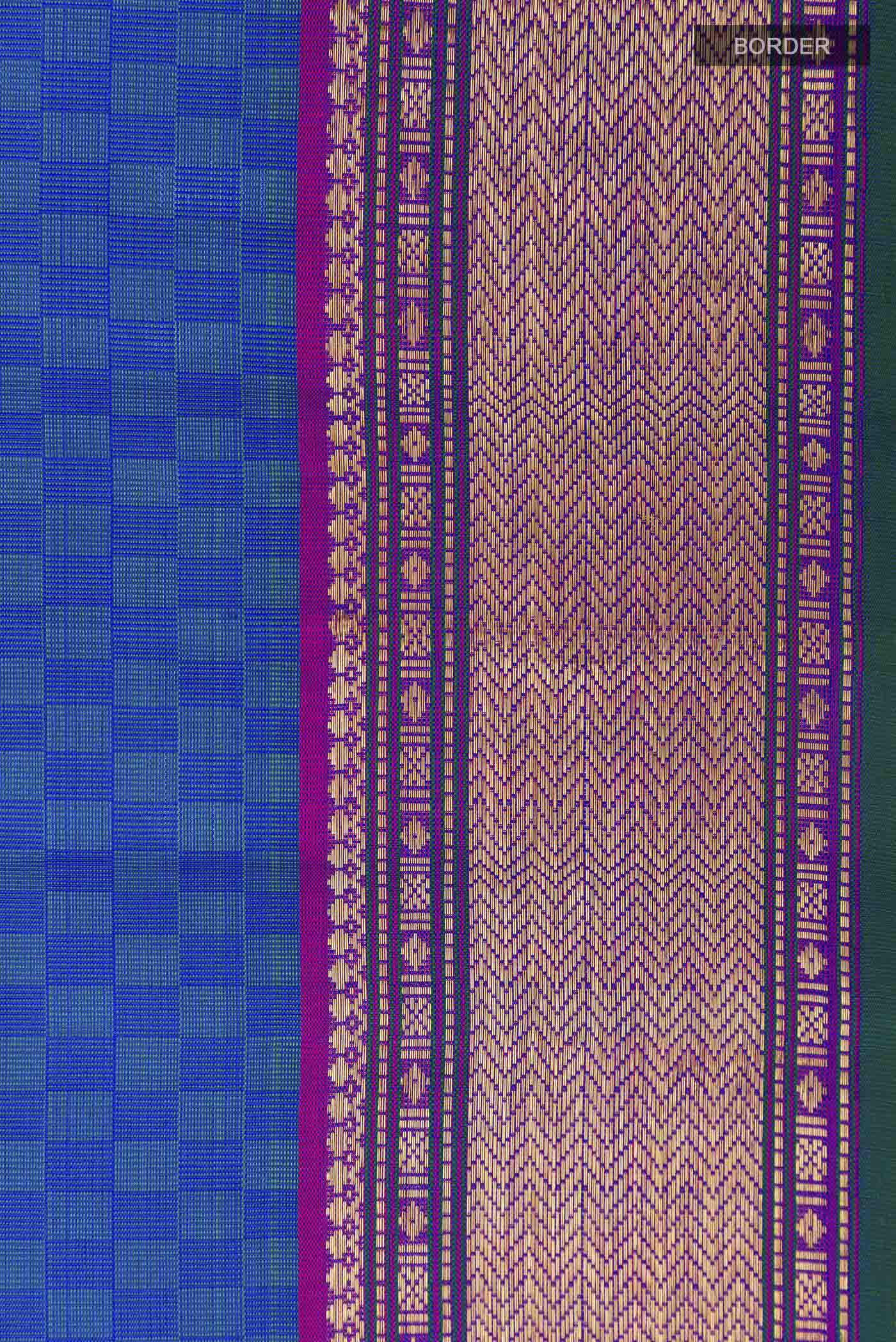 Peacock Blue Kanchipuram Silk Saree - Image 4