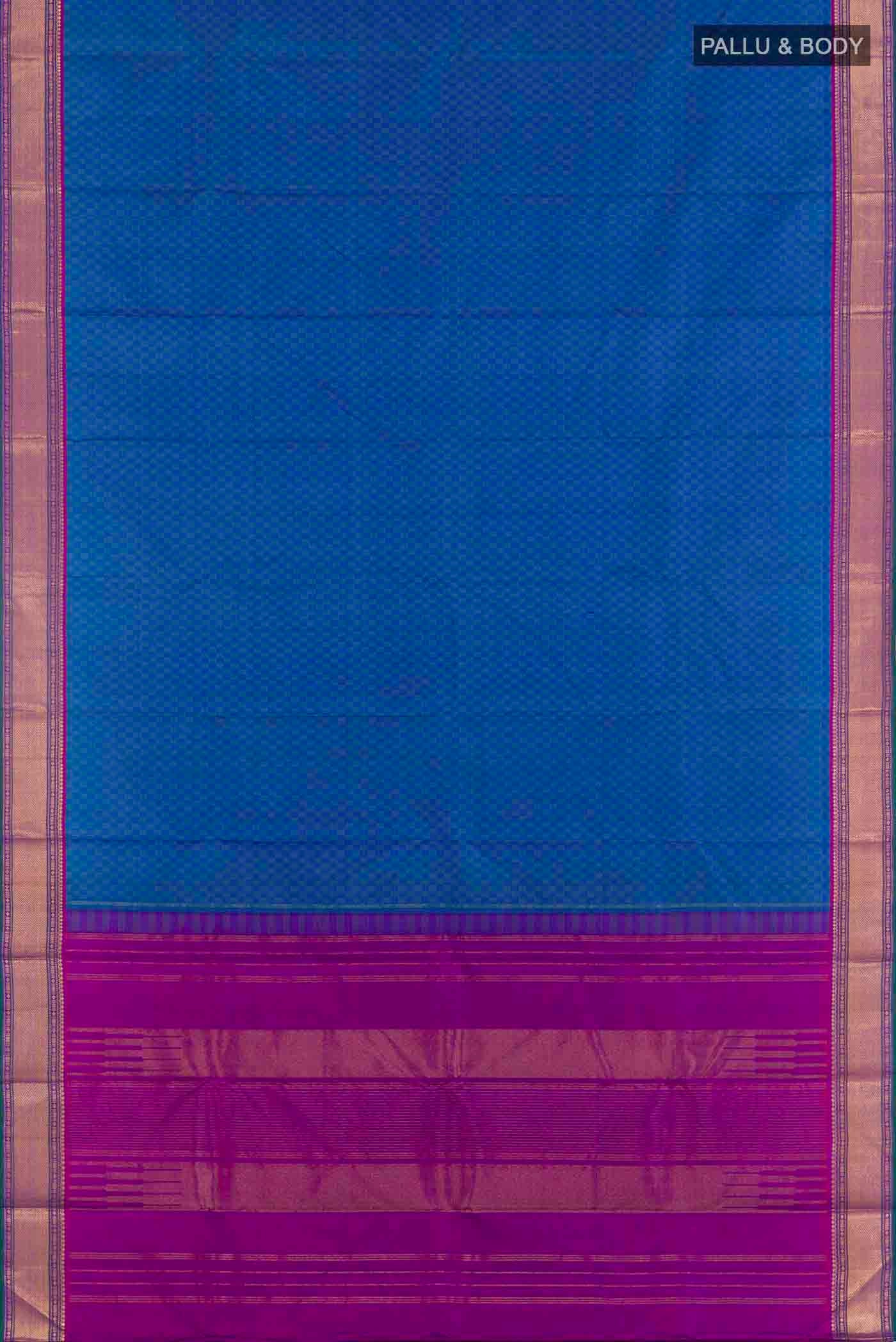 Peacock Blue Kanchipuram Silk Saree - Image 7