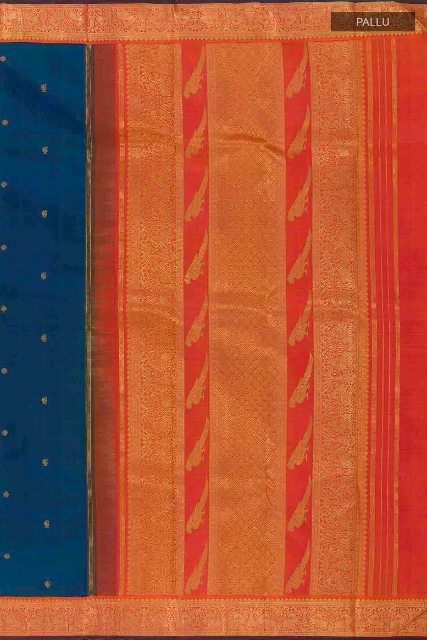 Peacock Blue Kanjivaram Silk Saree - Image 6