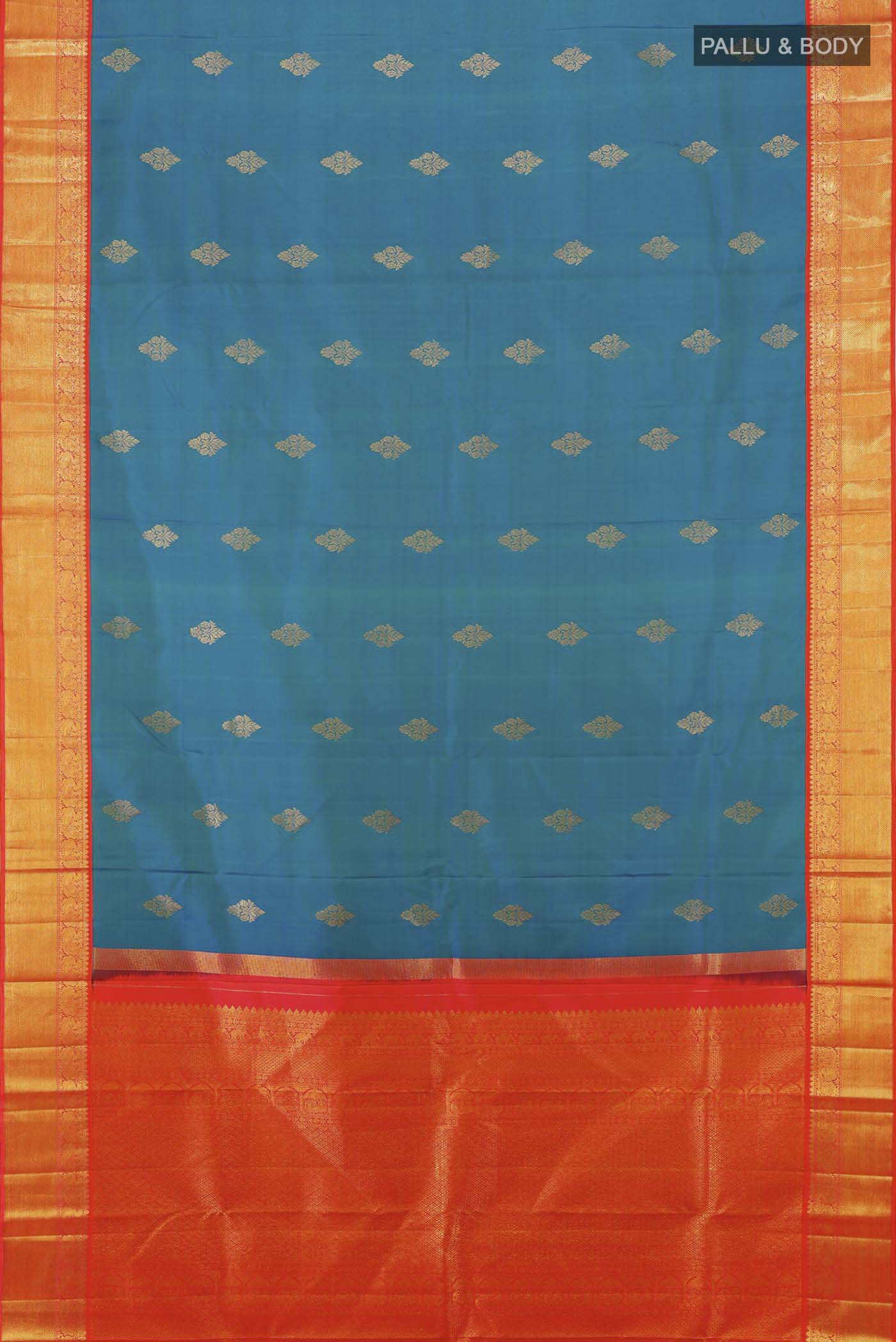 Peacock Blue Kanchipuram Silk Saree - Image 5