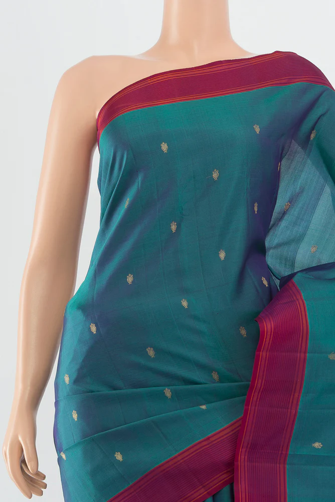 Blue Kanchipuram Silk Saree - Image 2
