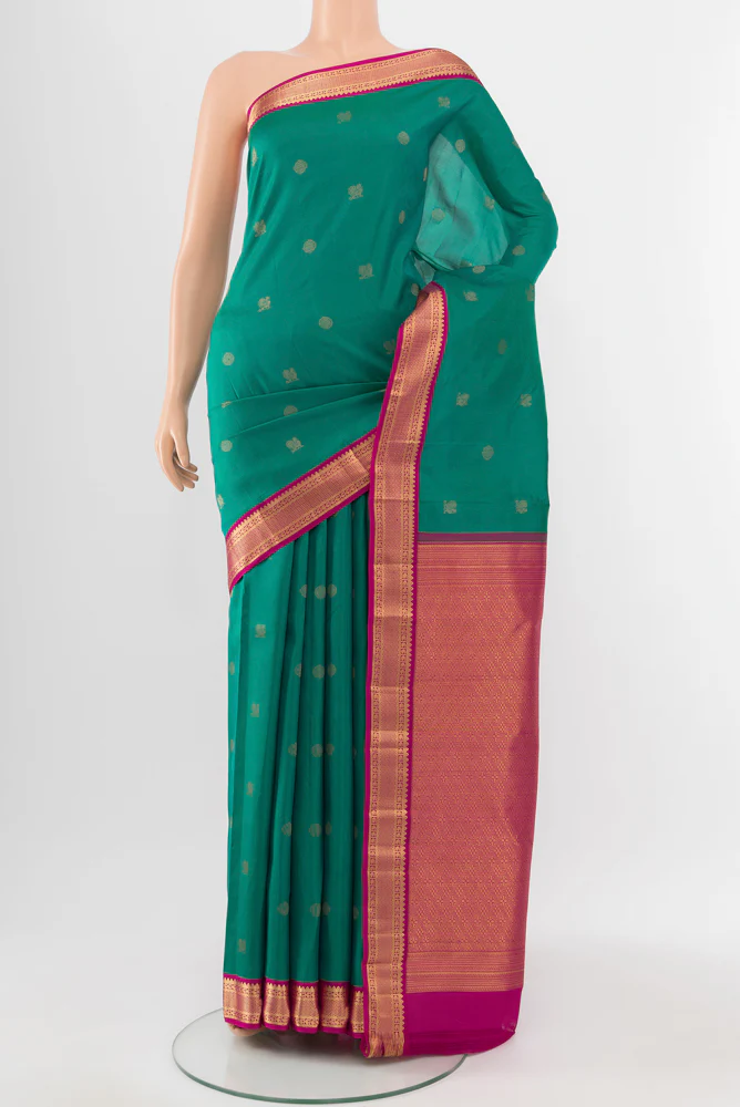 Peacock Blue Kanchipuram Silk Saree