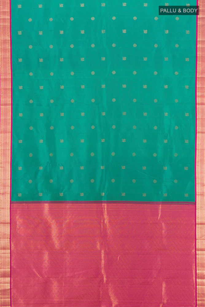 Peacock Blue Kanchipuram Silk Saree - Image 5