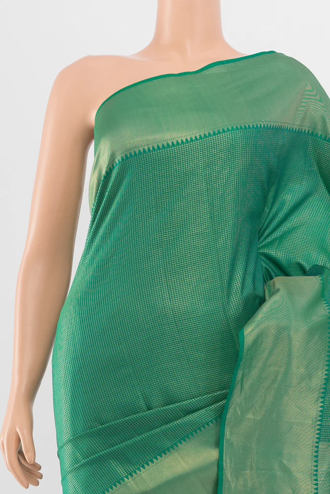 Turquoise Kanchipuram Silk Saree - Image 2
