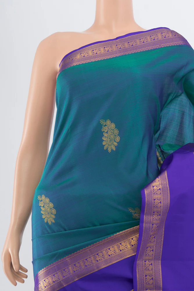 Blue Kanchipuram Silk Saree - Image 2