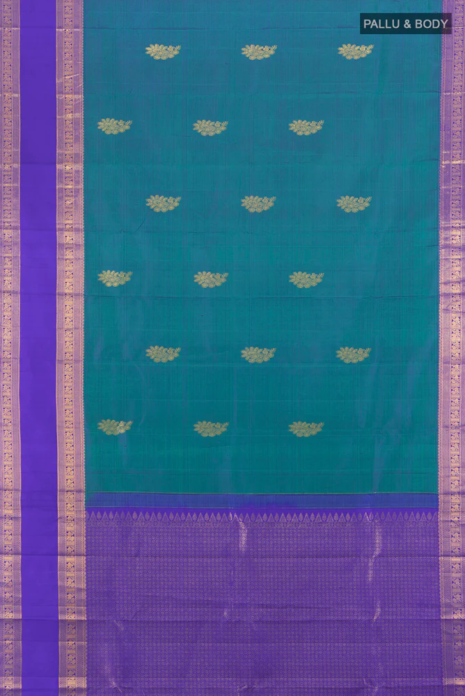 Blue Kanchipuram Silk Saree - Image 5