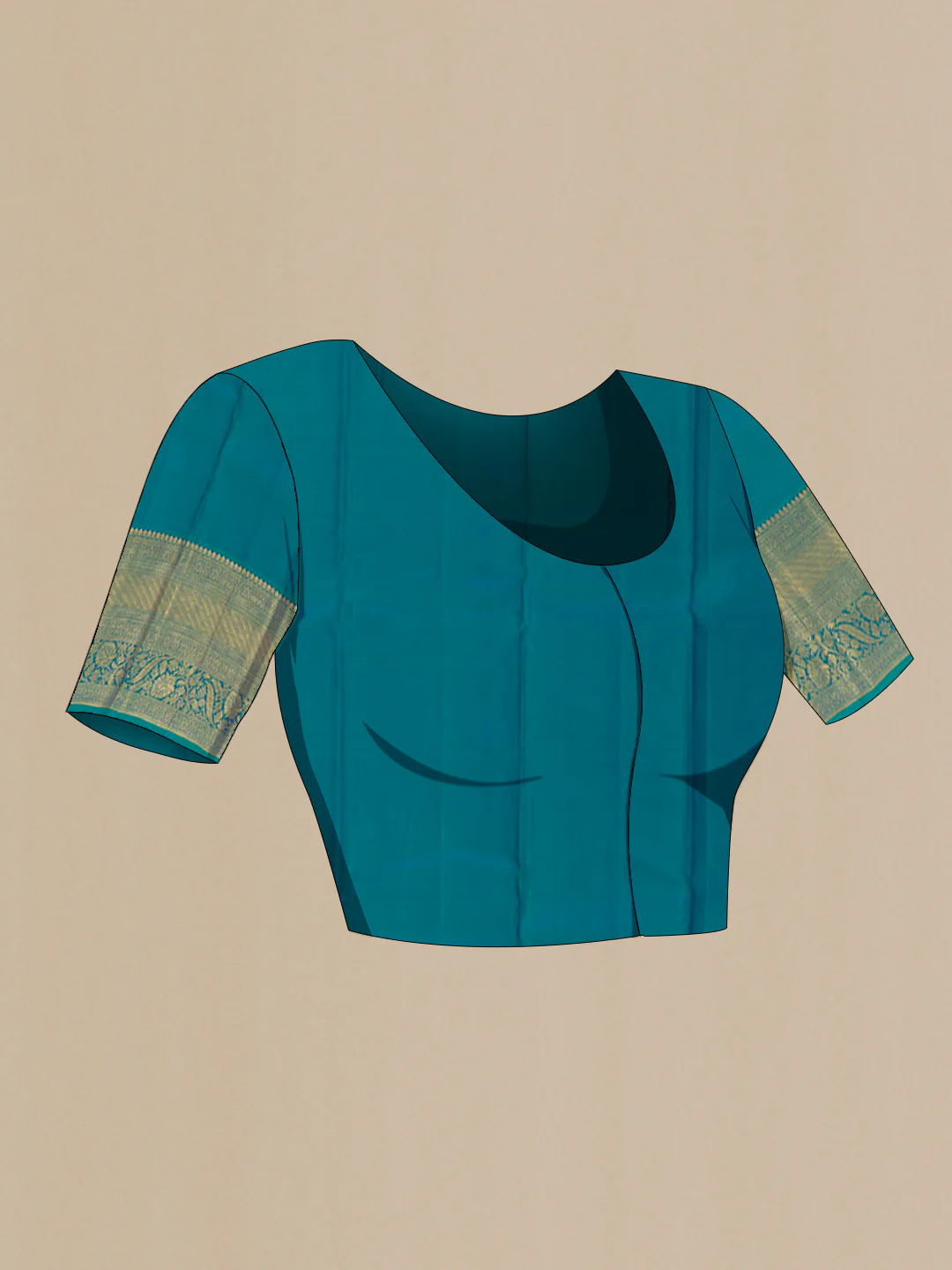 Peacock Blue Kanjivaram Silk Saree - Image 2