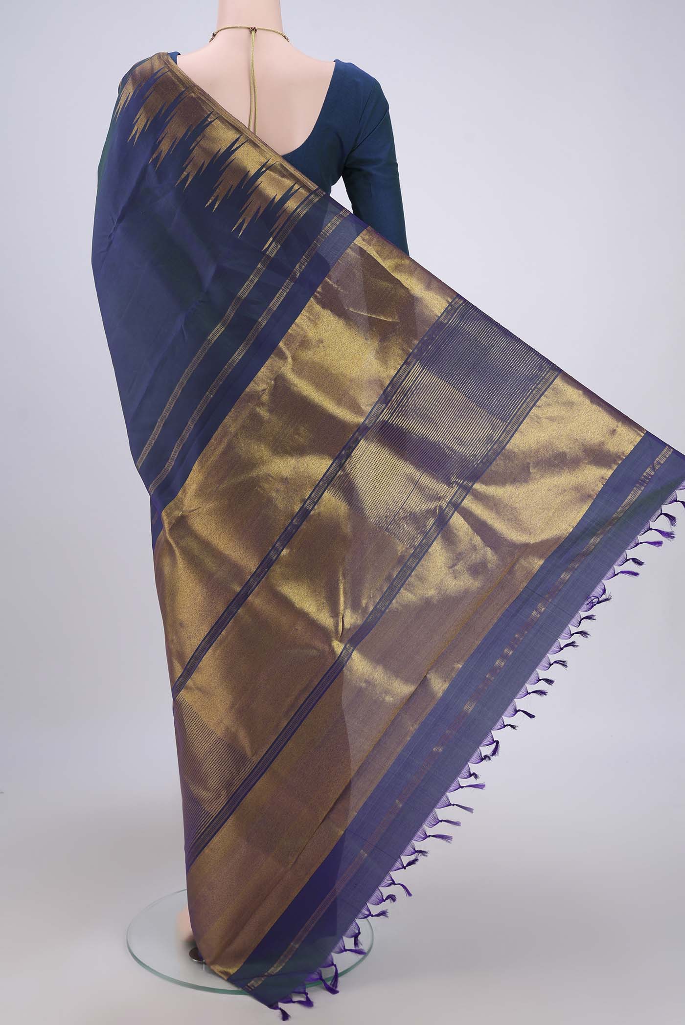 Blue Kanjivaram Silk Saree - Image 3
