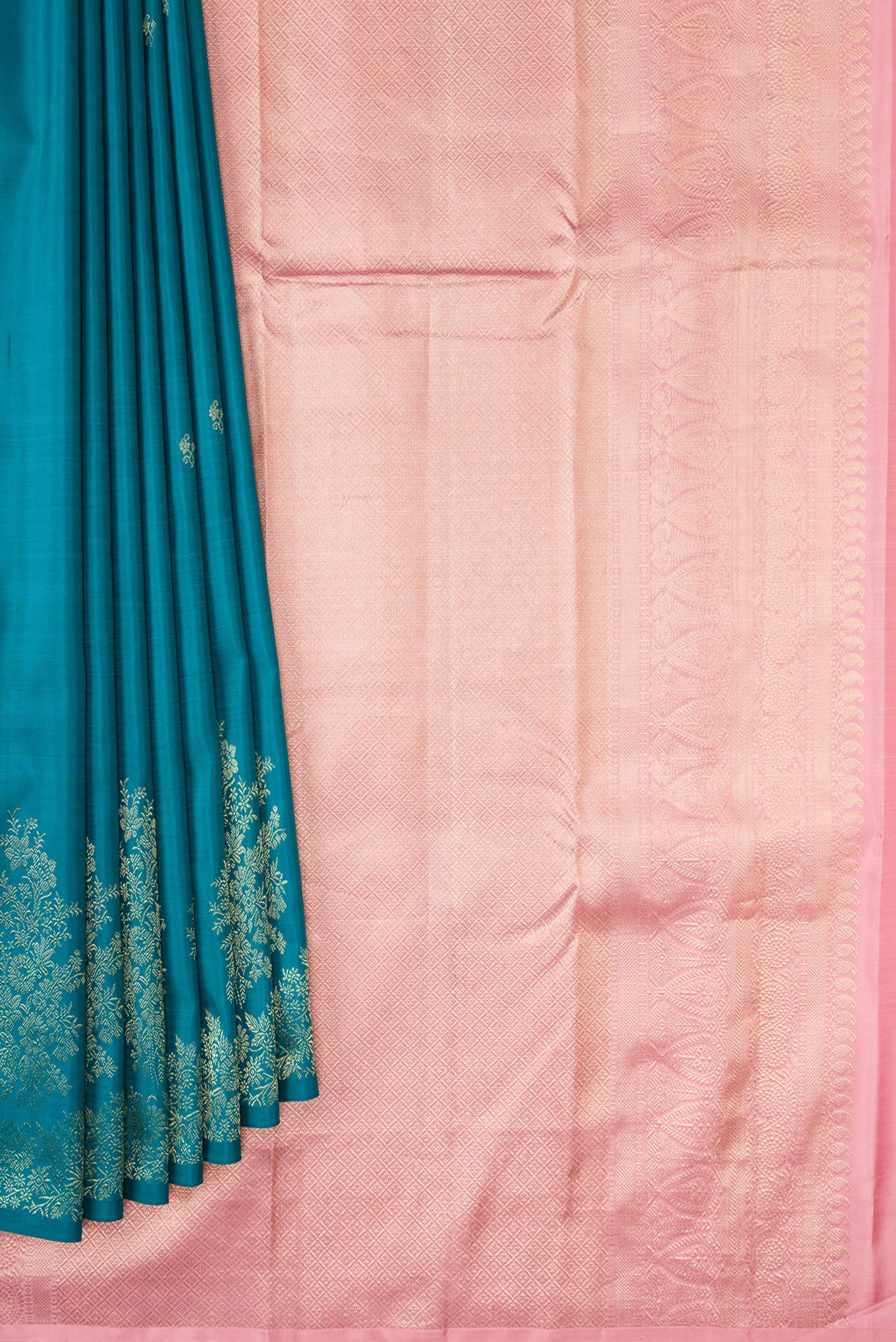 Peacock Blue Kanjivaram Silk Saree - Image 4