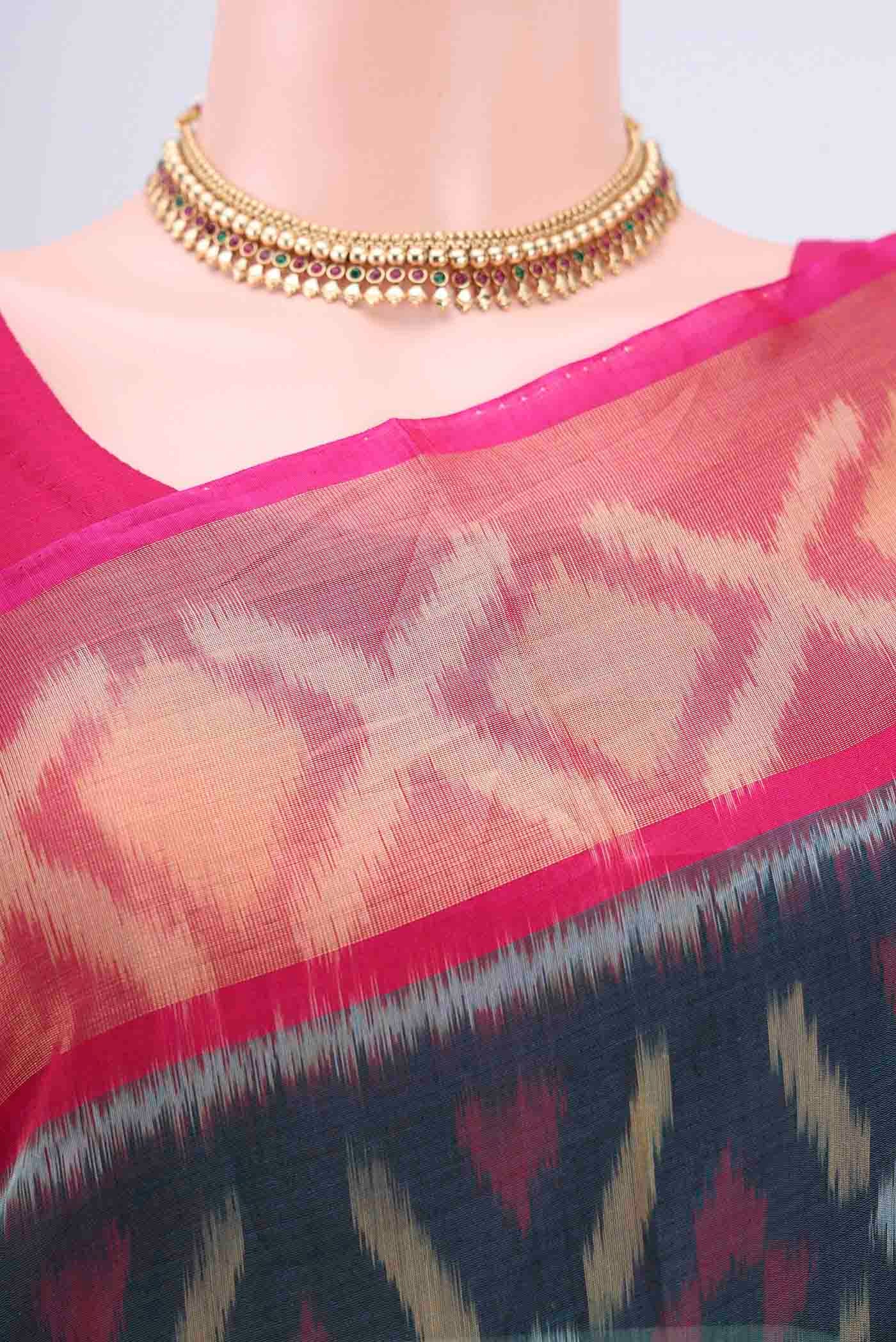Green Silk Cotton Saree - Image 2