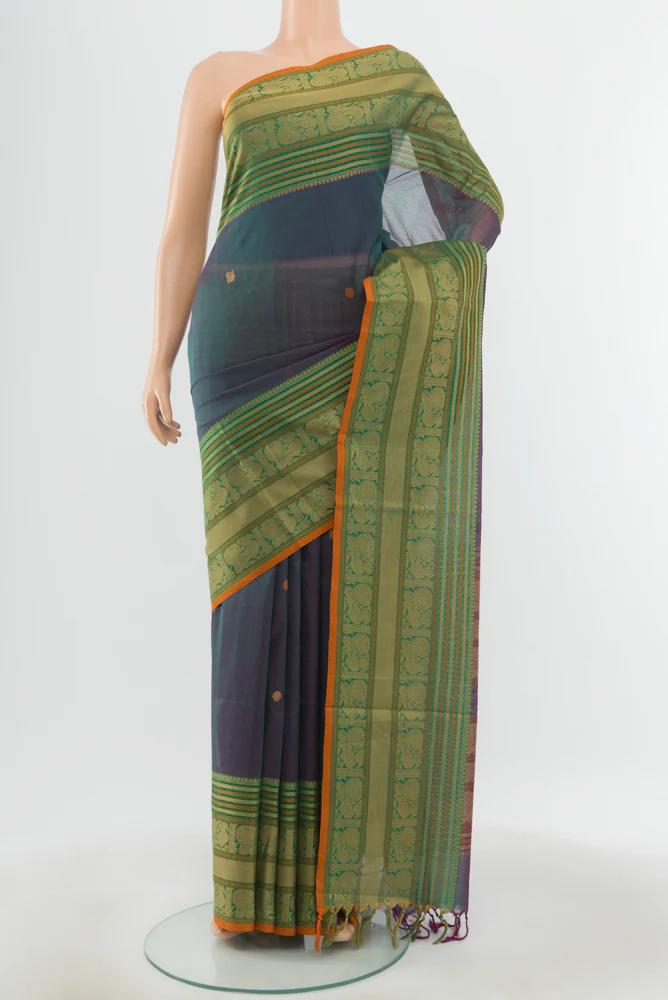 Blue Coimbatore Cotton Saree