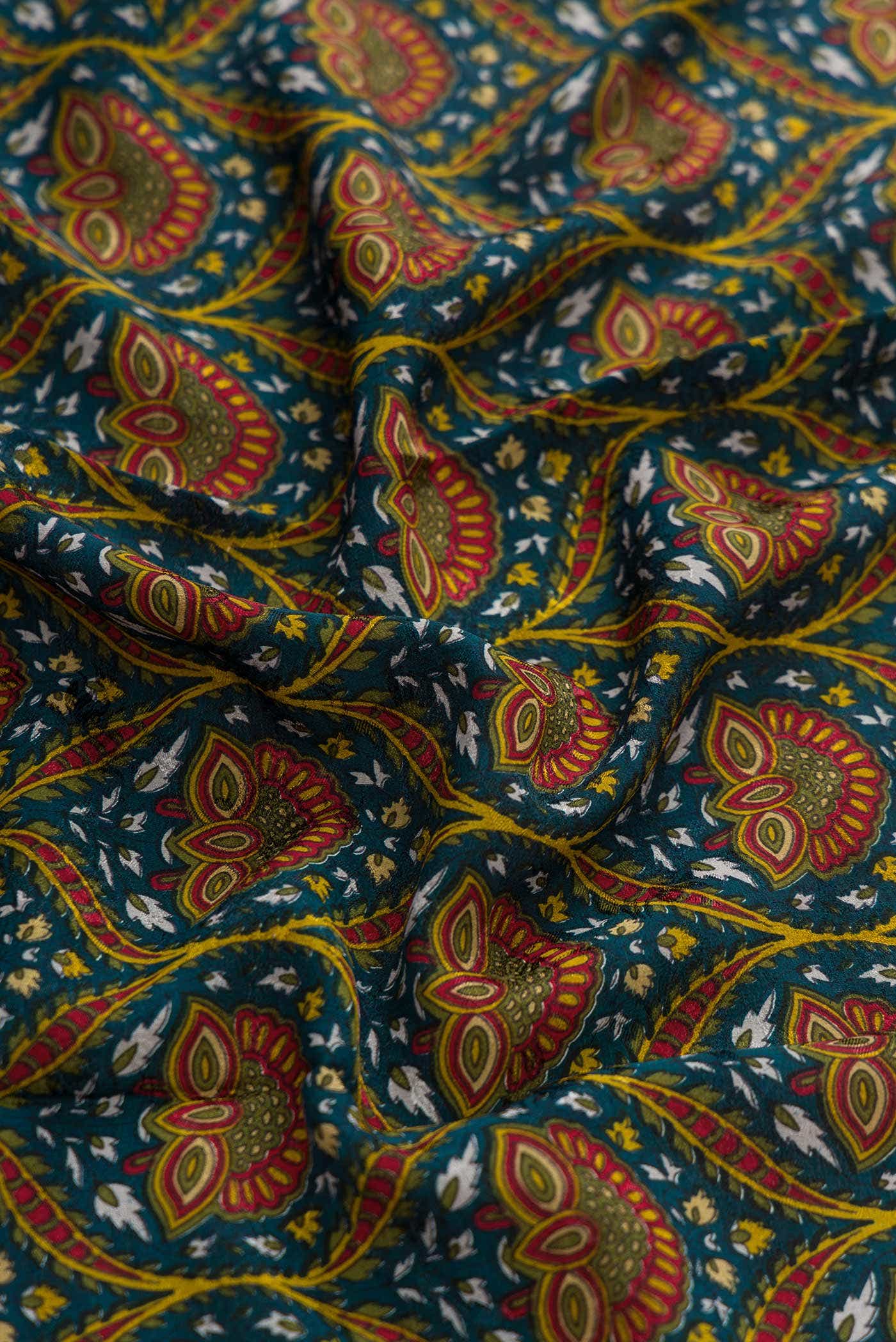 Multicolor Mysore Crepe Saree - Image 3