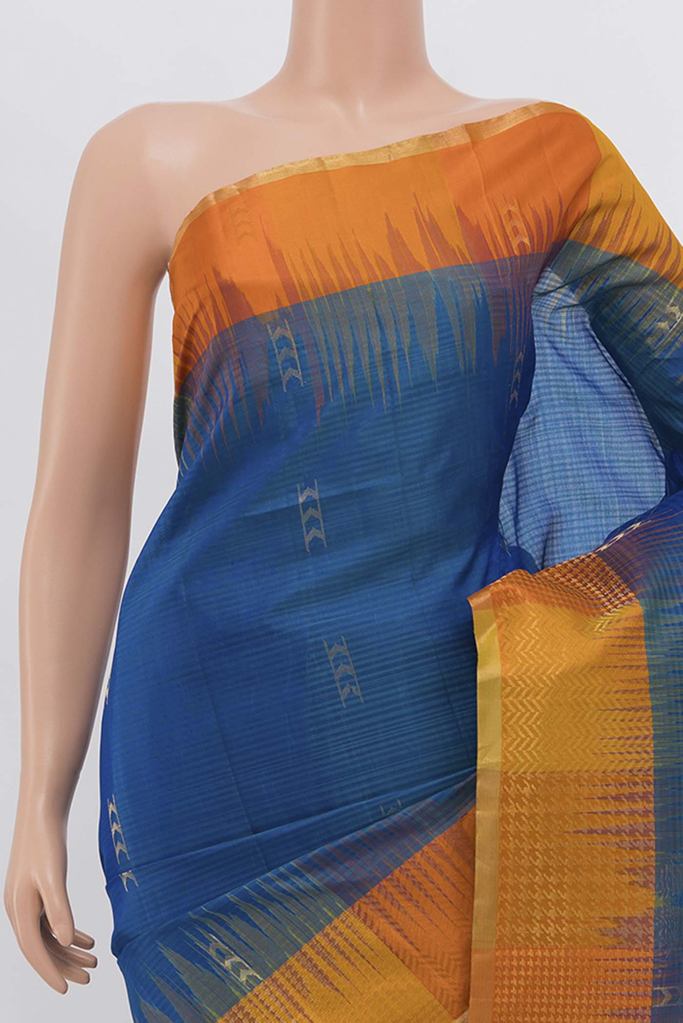 Peacock Blue Soft Silk Saree - Image 2