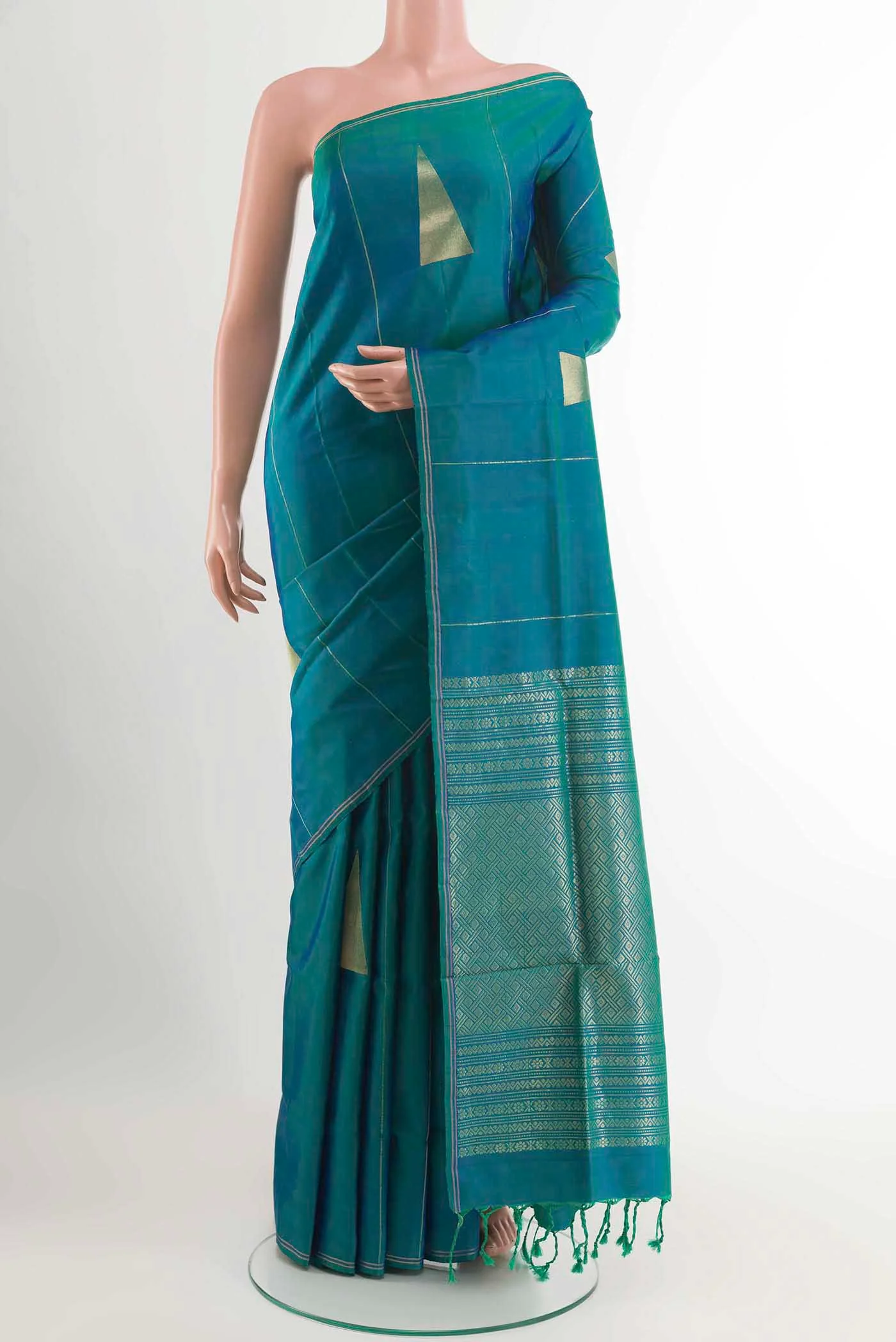 Peacock Blue Soft Silk Saree