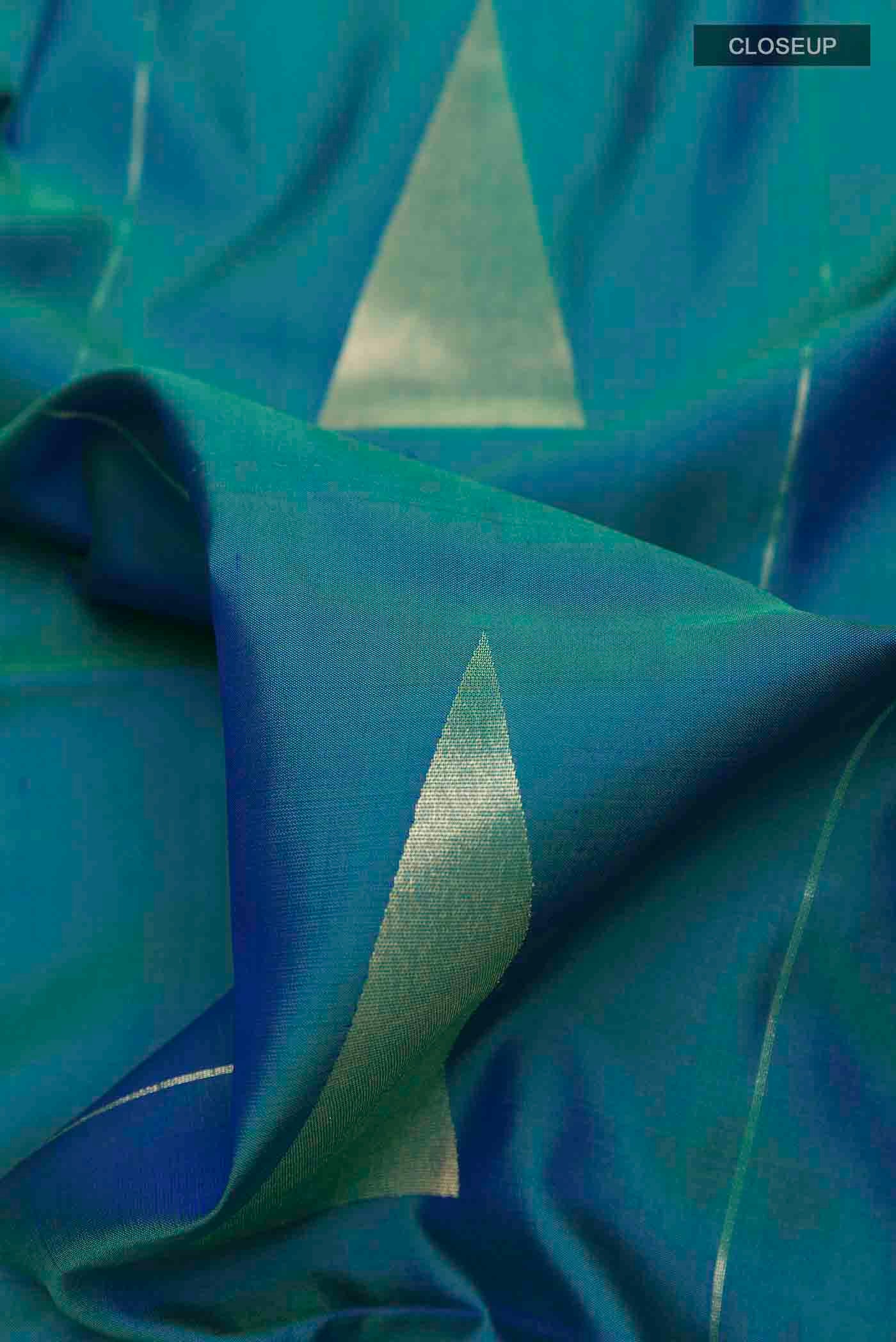 Peacock Blue Soft Silk Saree - Image 2