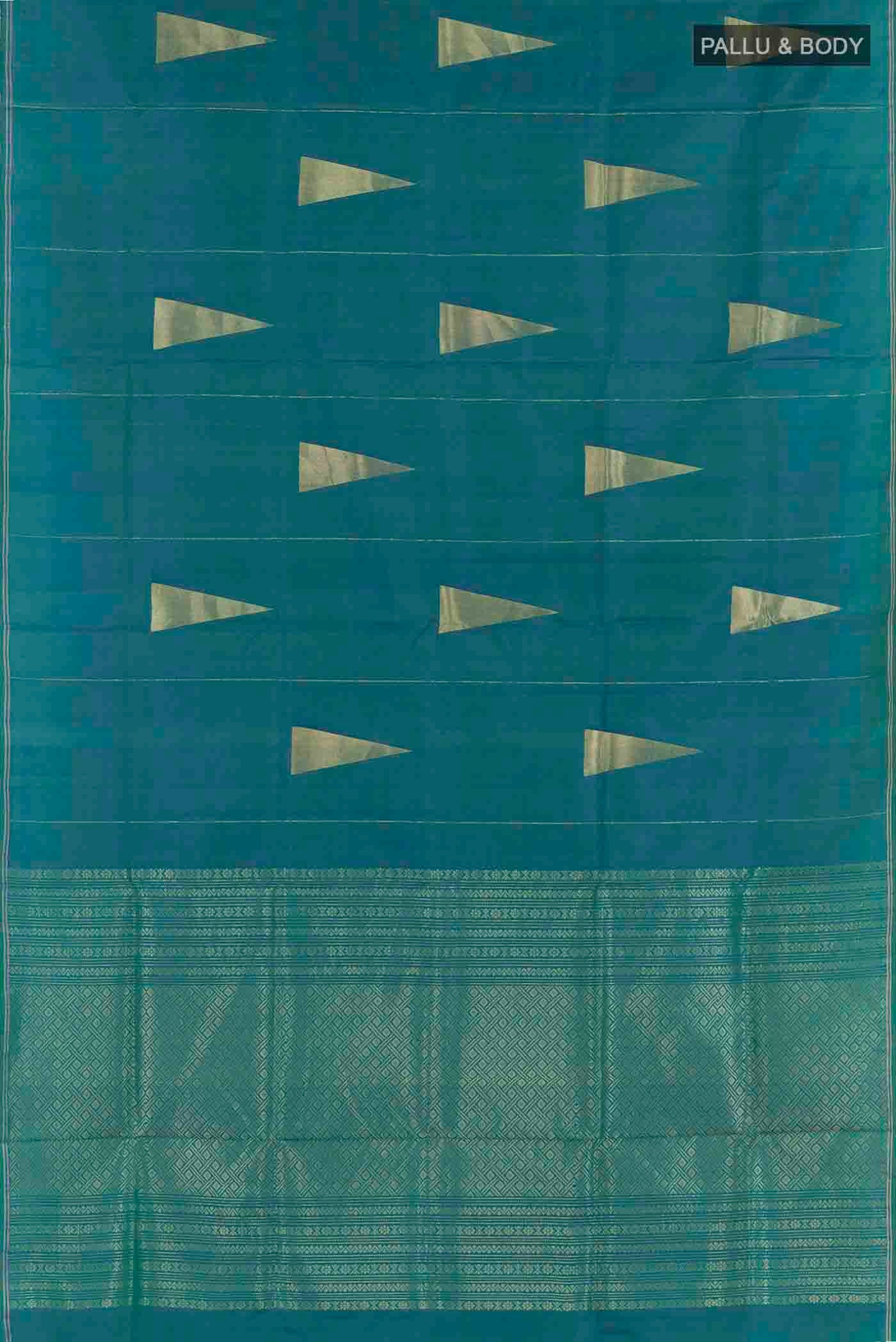 Peacock Blue Soft Silk Saree - Image 5