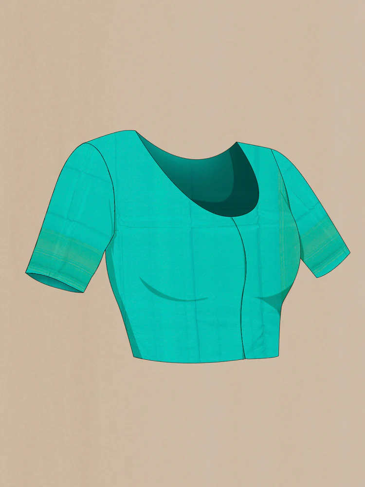 Turquoise Soft Silk Saree - Image 4