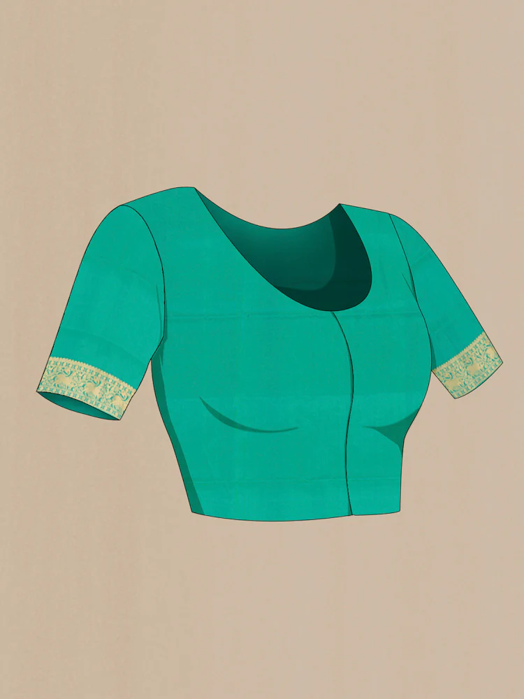 Turquoise Soft Silk Saree - Image 4