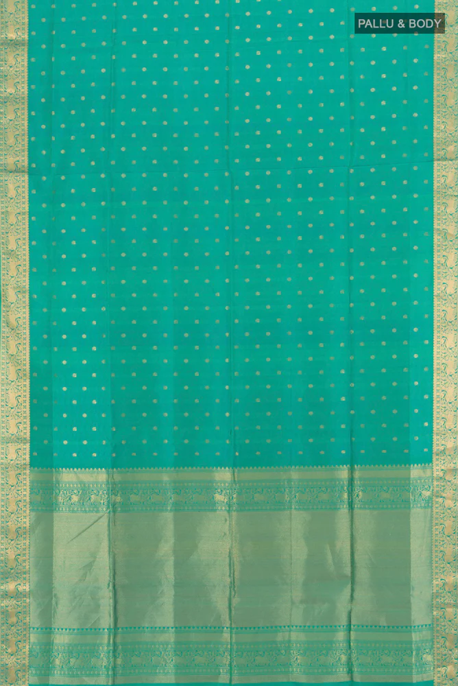 Turquoise Soft Silk Saree - Image 5