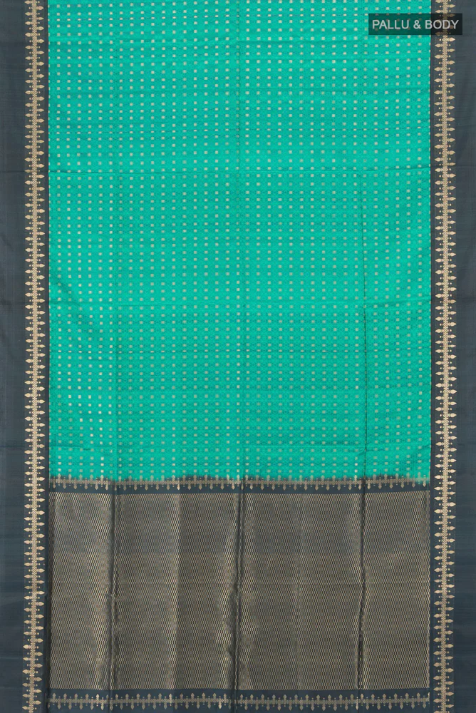Turquoise Soft Silk Saree - Image 5