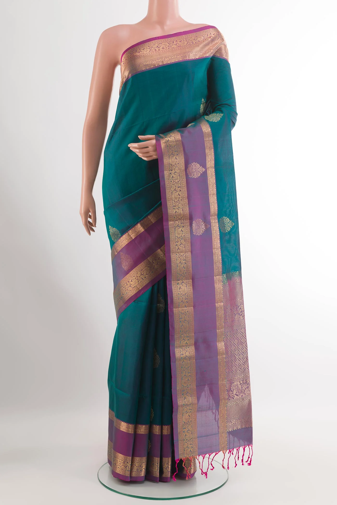 Peacock Blue Soft Silk Saree