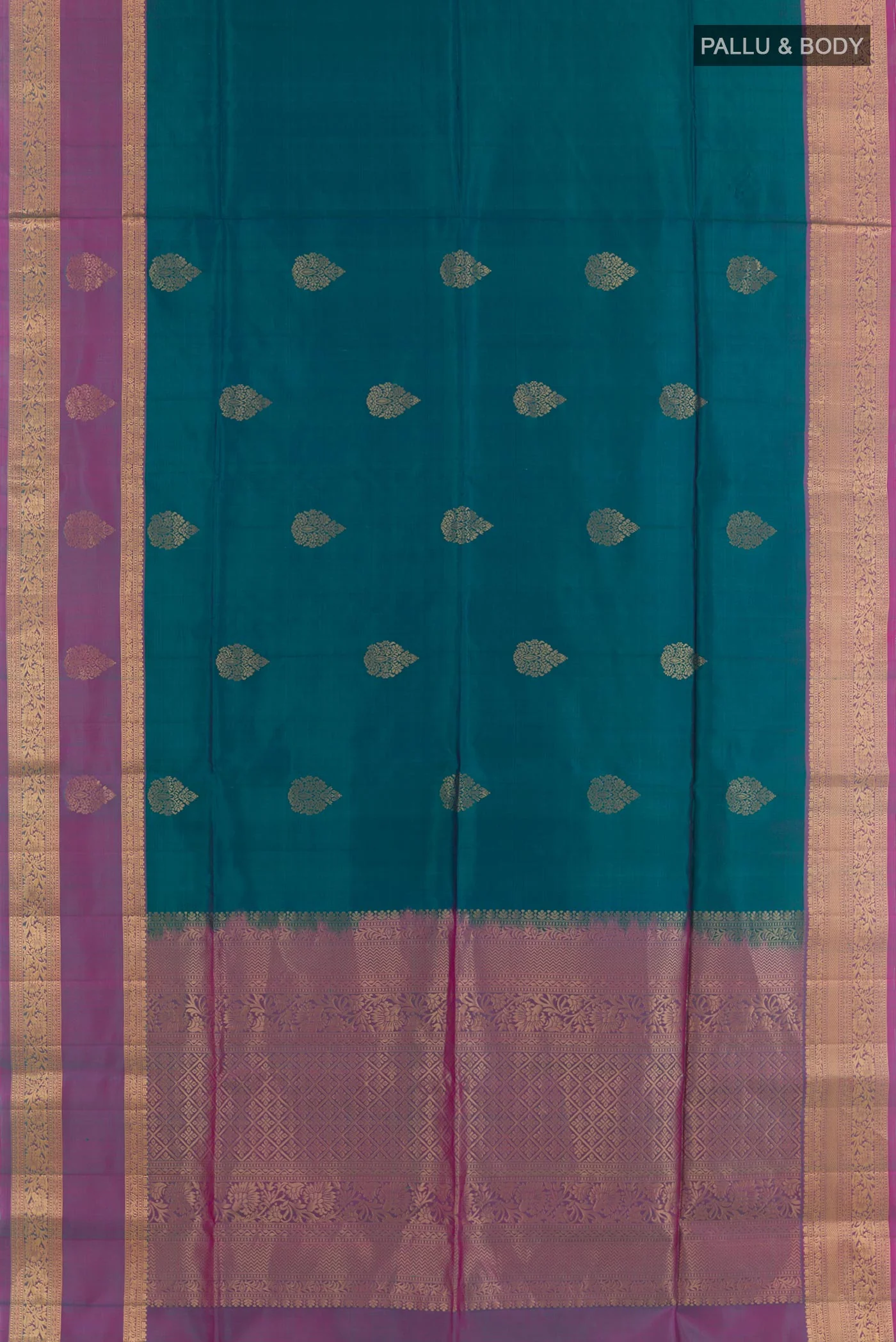 Peacock Blue Soft Silk Saree - Image 3