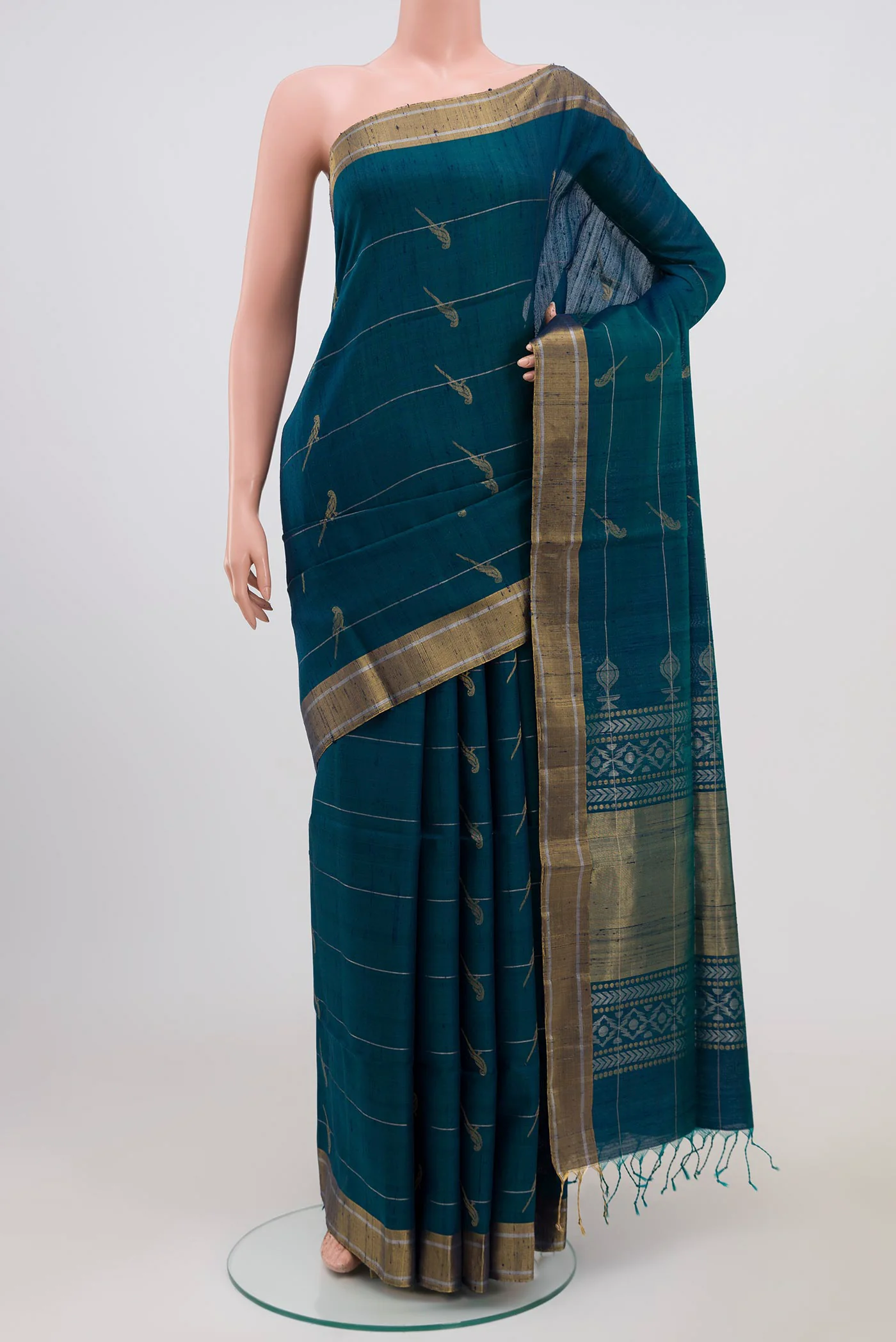 Peacock Blue Soft Silk Saree