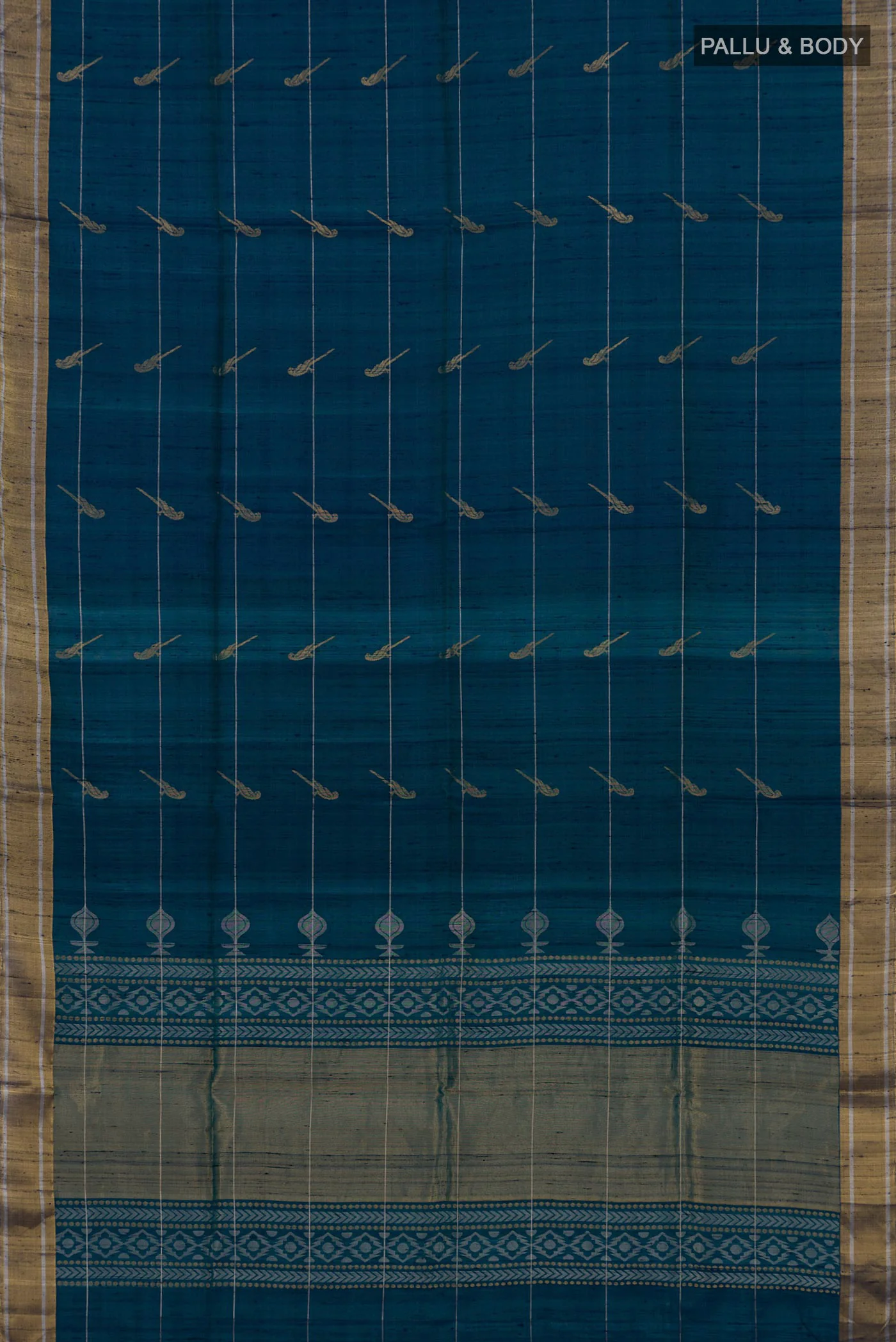 Peacock Blue Soft Silk Saree - Image 5