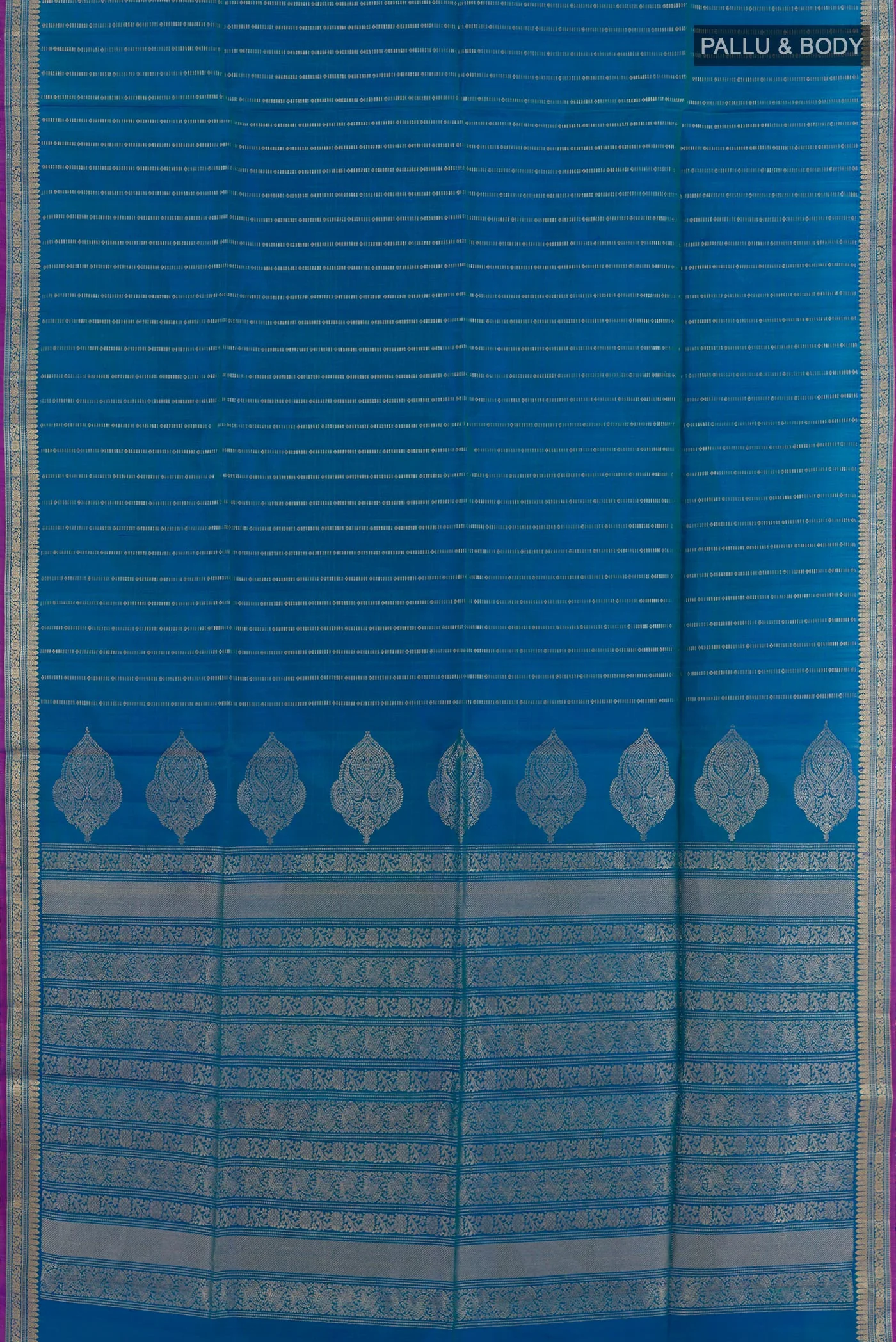 Peacock Blue Soft Silk Saree - Image 3