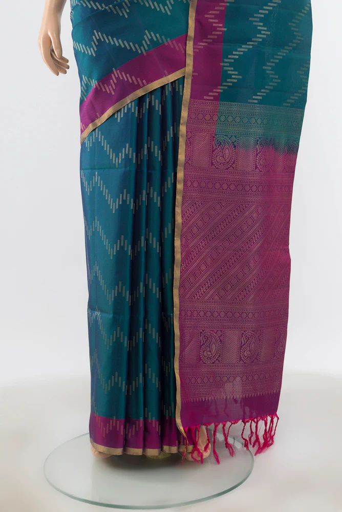 Blue Soft Silk Saree - Image 3