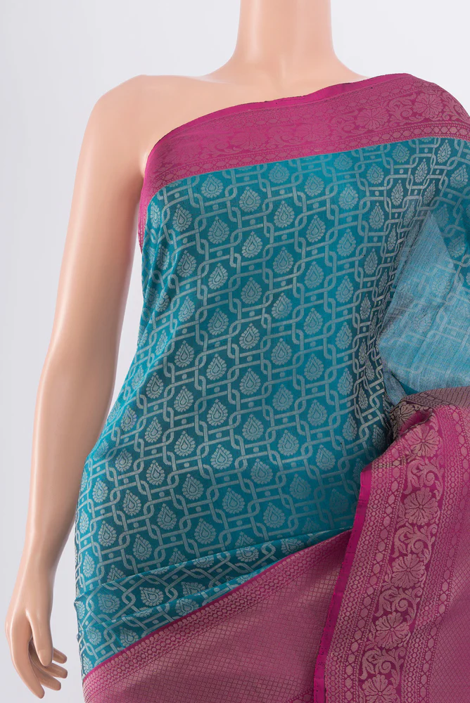 Blue Soft Silk Saree - Image 2