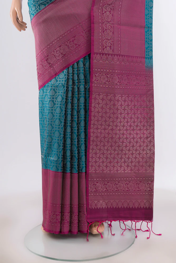Blue Soft Silk Saree - Image 3