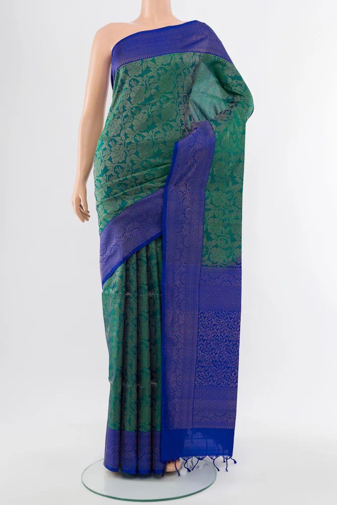 Peacock Blue Soft Silk Saree