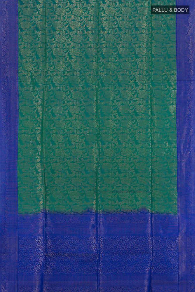 Peacock Blue Soft Silk Saree - Image 5