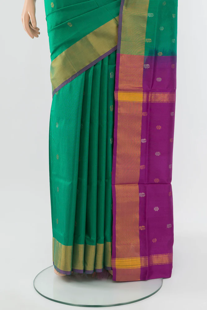 Green Uppada Silk Saree - Image 3