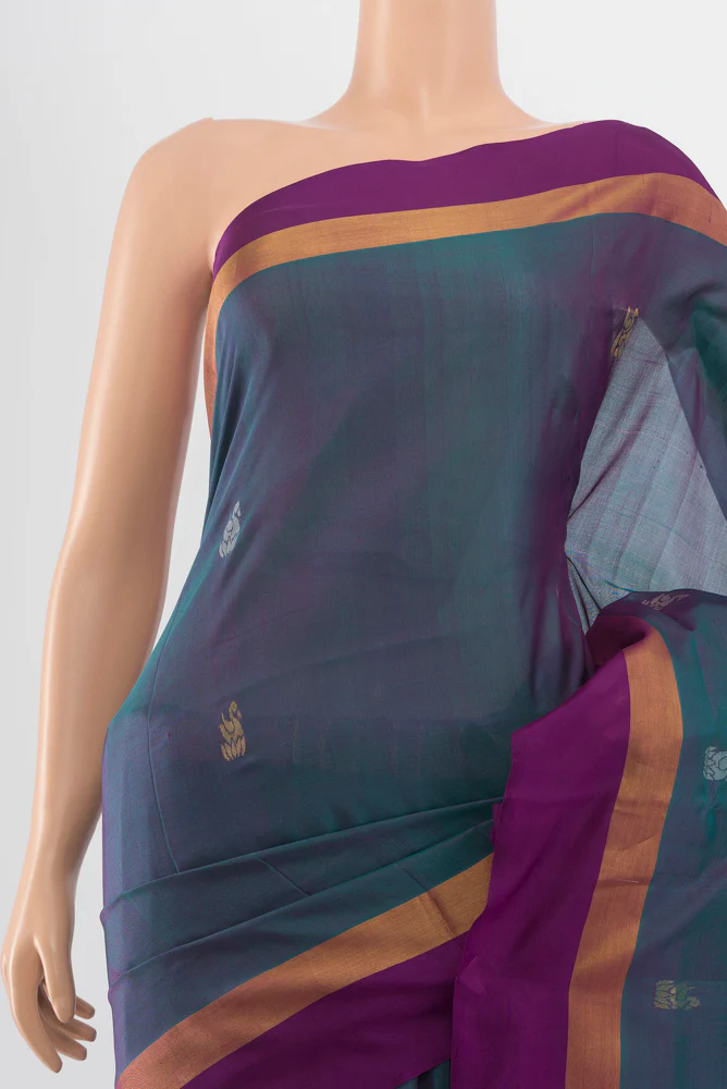 Blue with Purple Color Uppada Silk Saree - Image 2