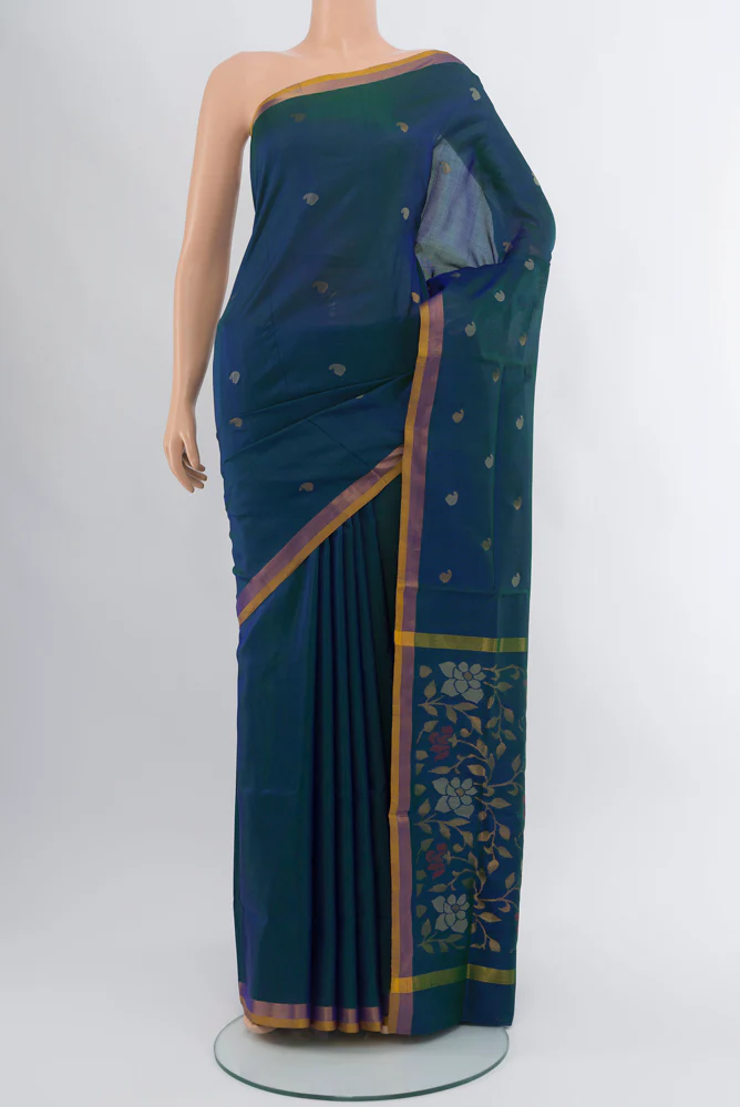 Peacock Blue Uppada Silk Saree
