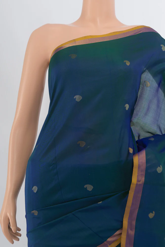 Peacock Blue Uppada Silk Saree - Image 2