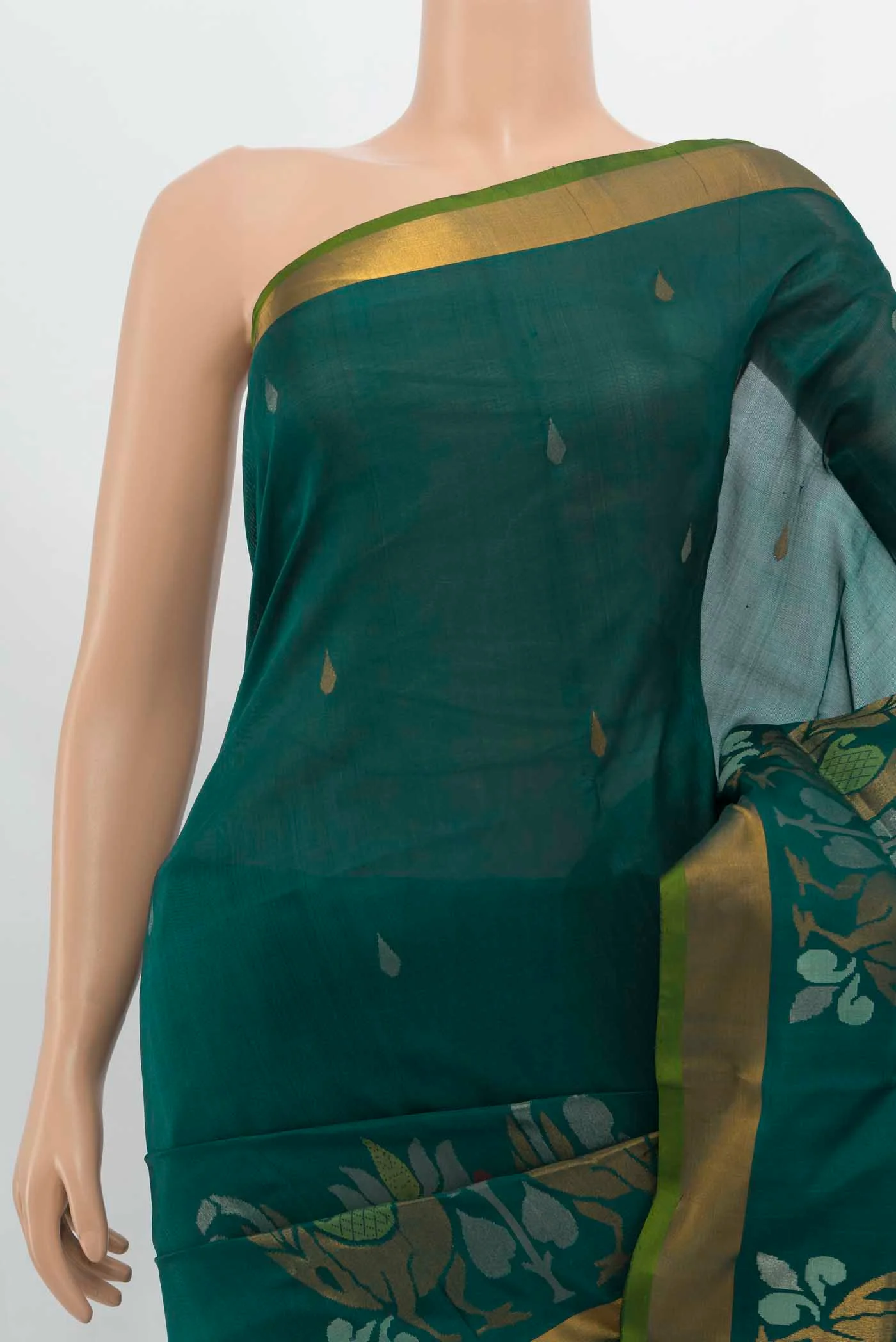 Peacock Blue Uppada Silk Saree - Image 2