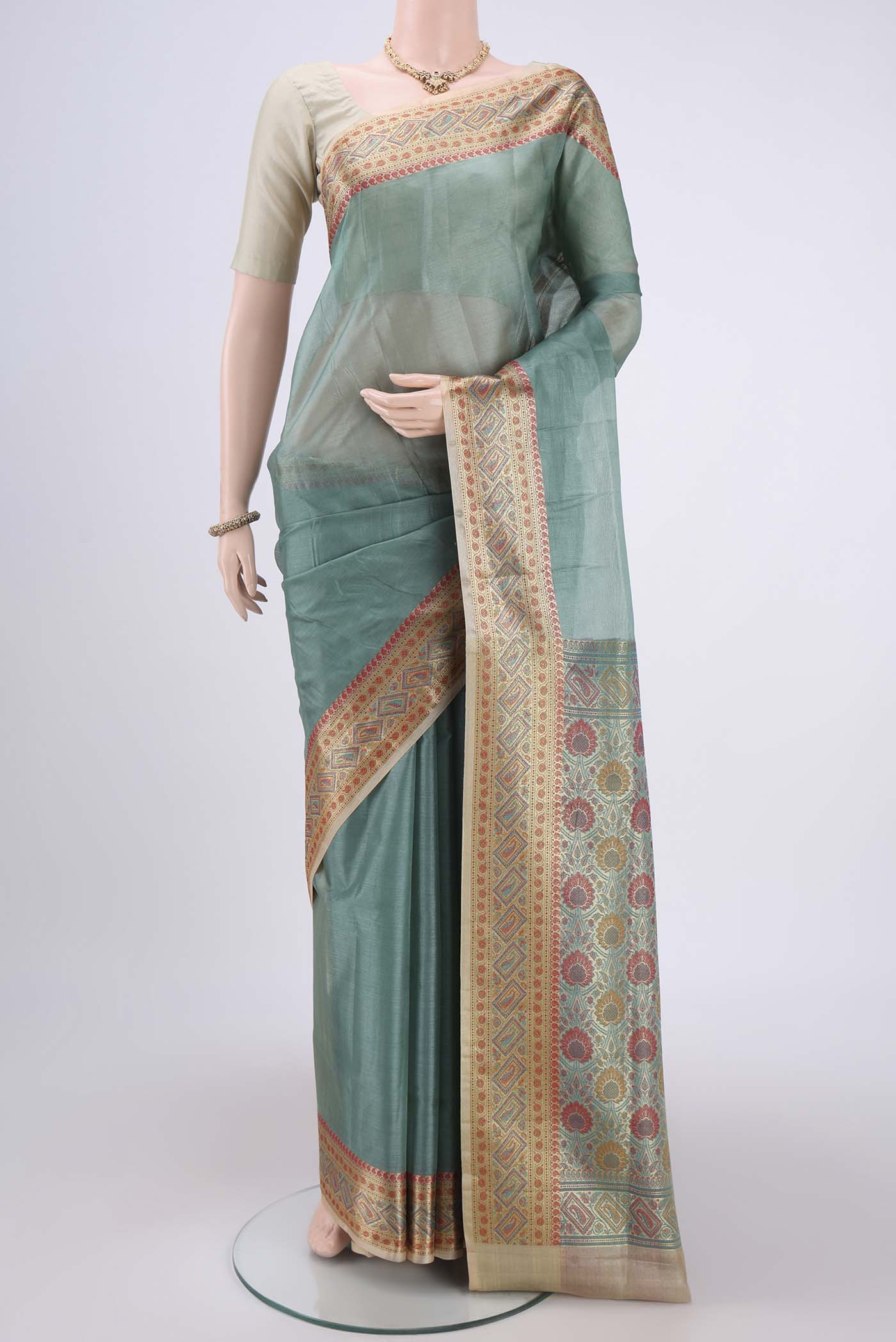 Grey Banarasi Tussar Silk Saree