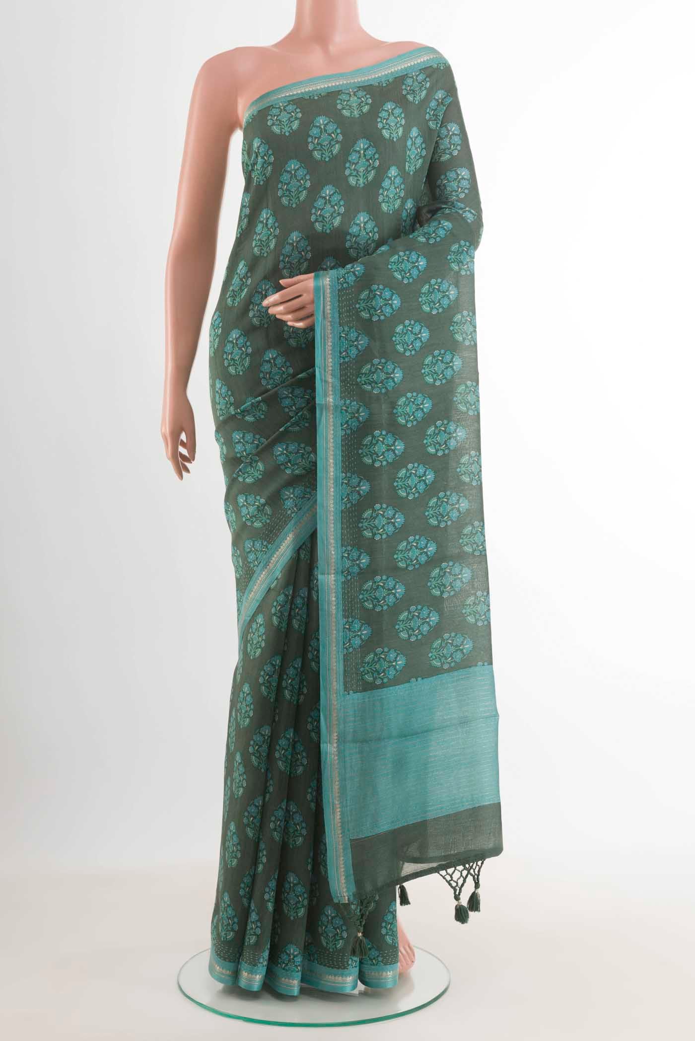Green Tussar Silk Saree