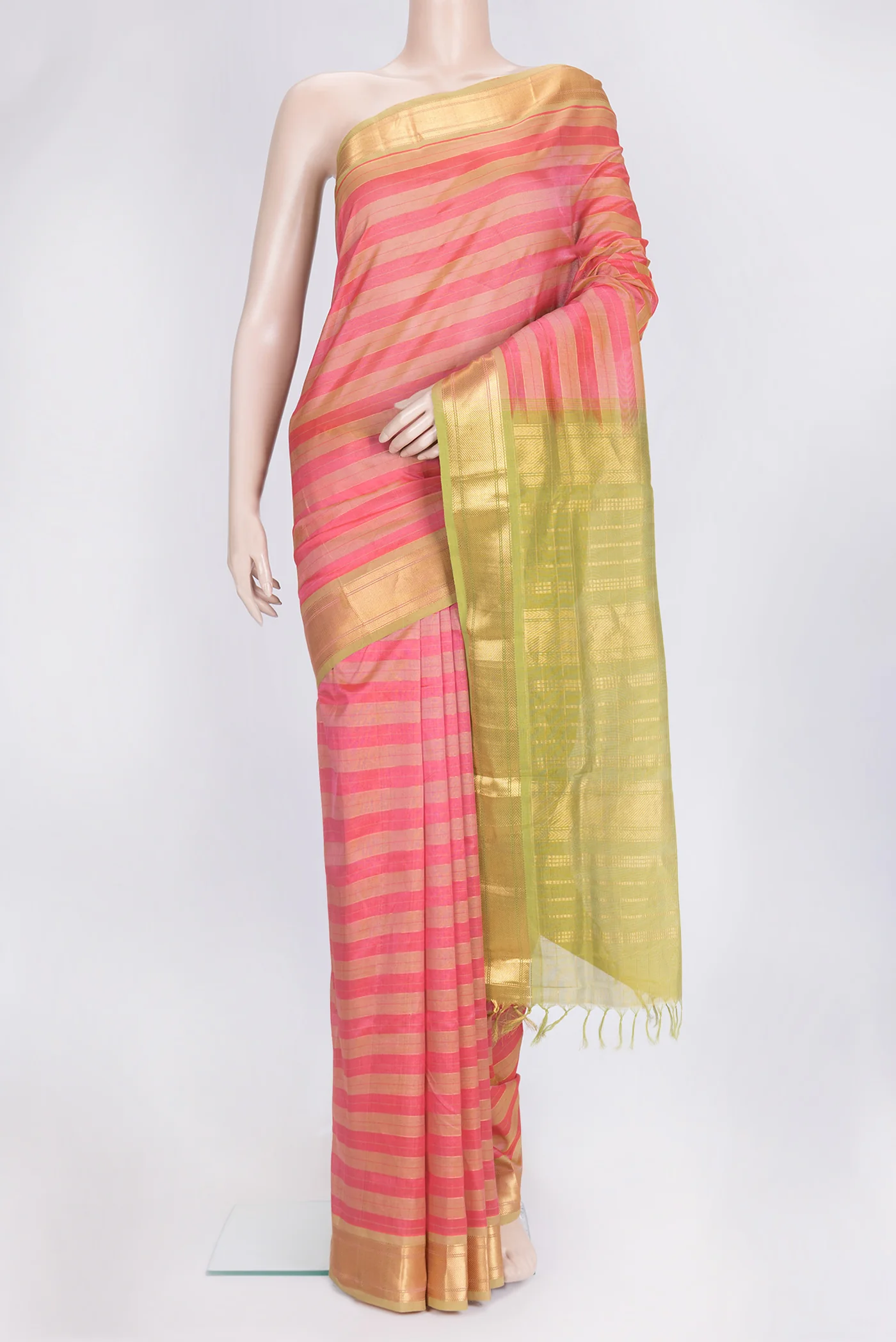 Coral Silk Cotton Saree
