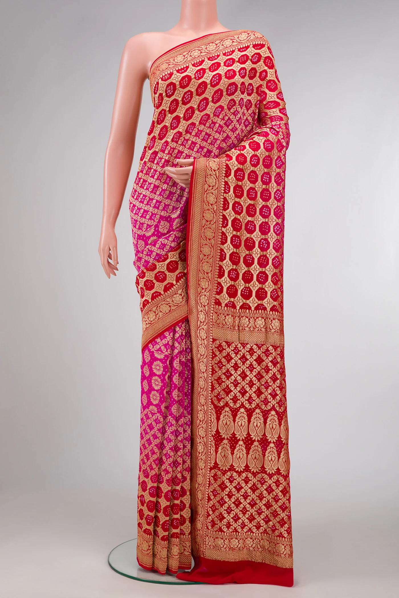 Rani Pink Banarasi Georgette Saree