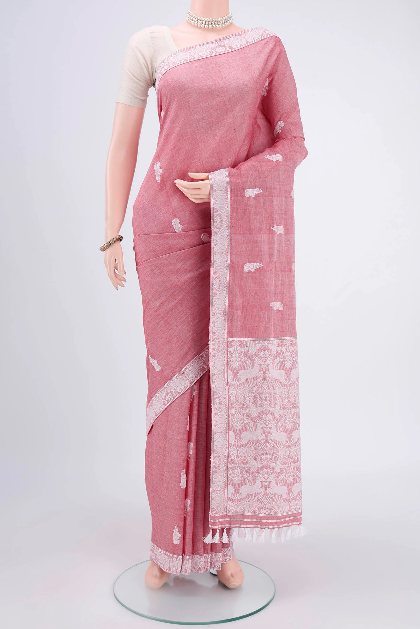 Pink Assam Cotton Saree