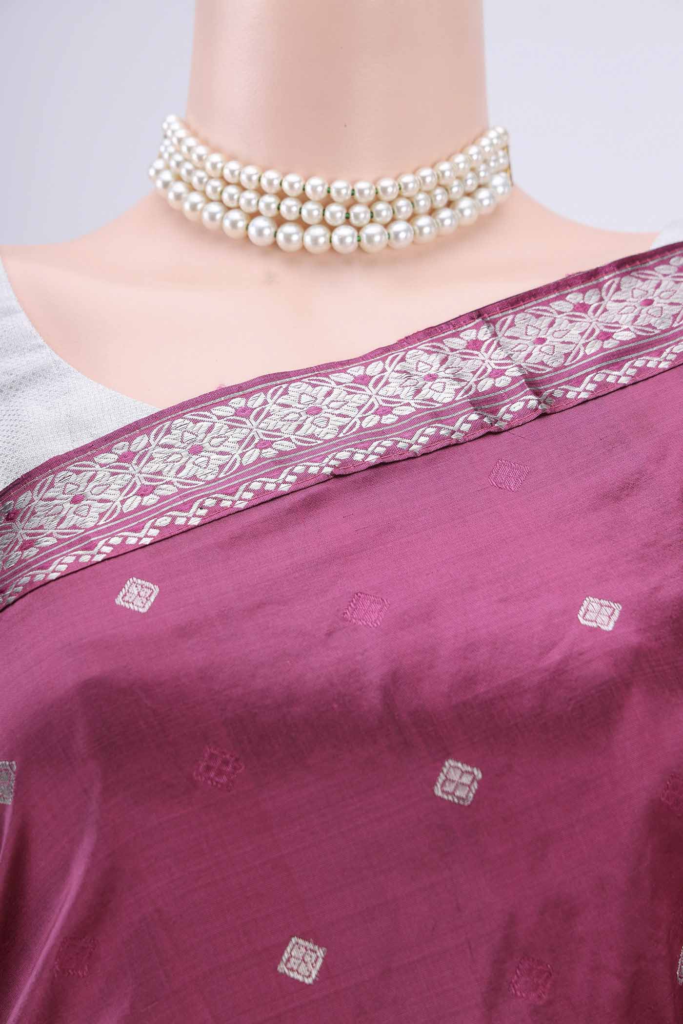 Pink Assam Silk Saree - Image 2