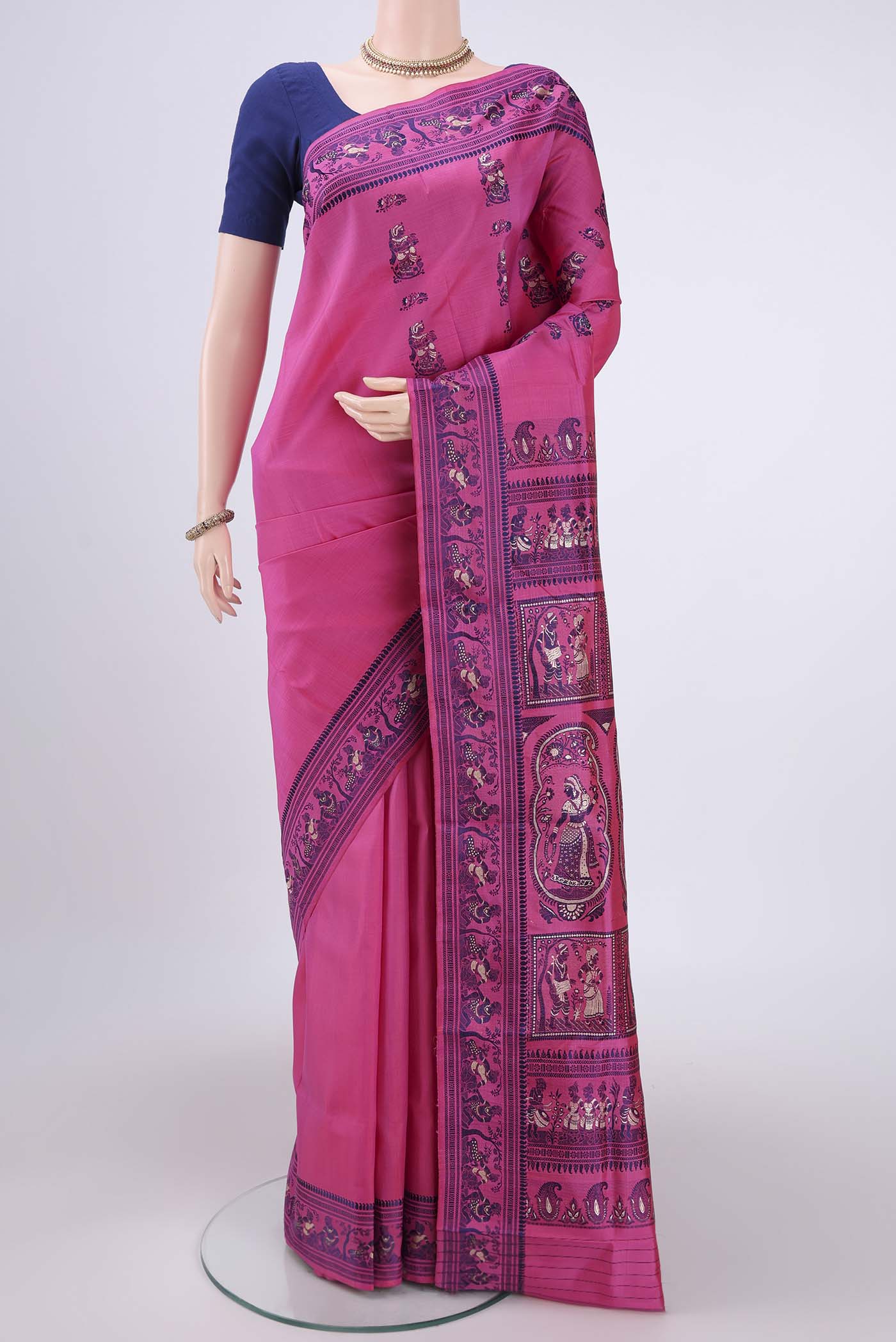 Pink Baluchari Silk Saree