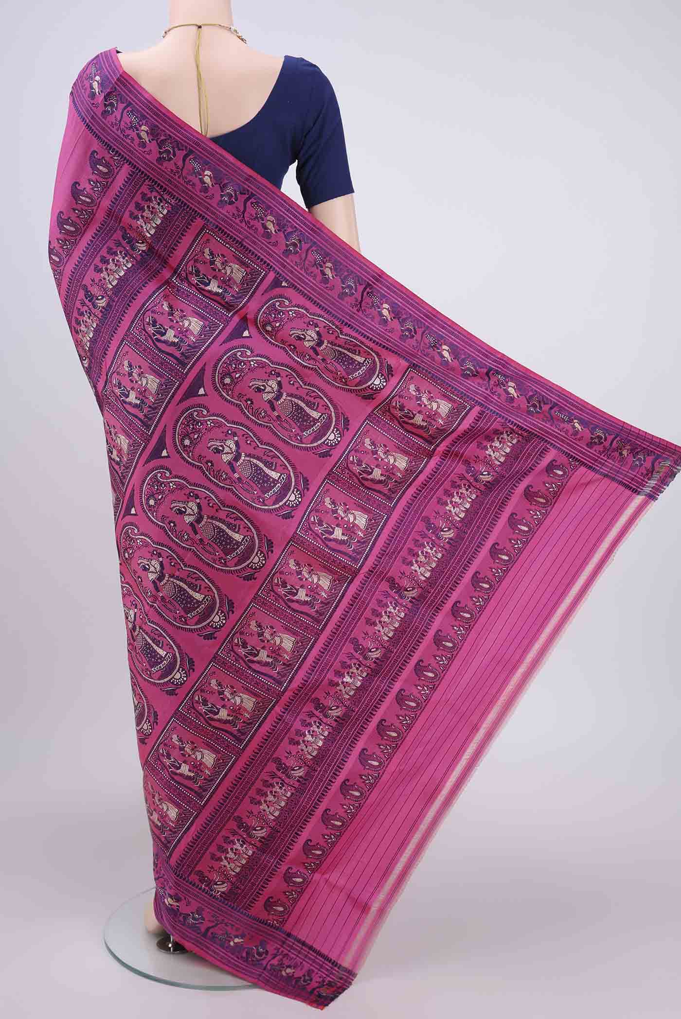 Pink Baluchari Silk Saree - Image 3